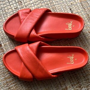 Beek Rhea Platform Leather Tangerine Women's Slide Sandals 6